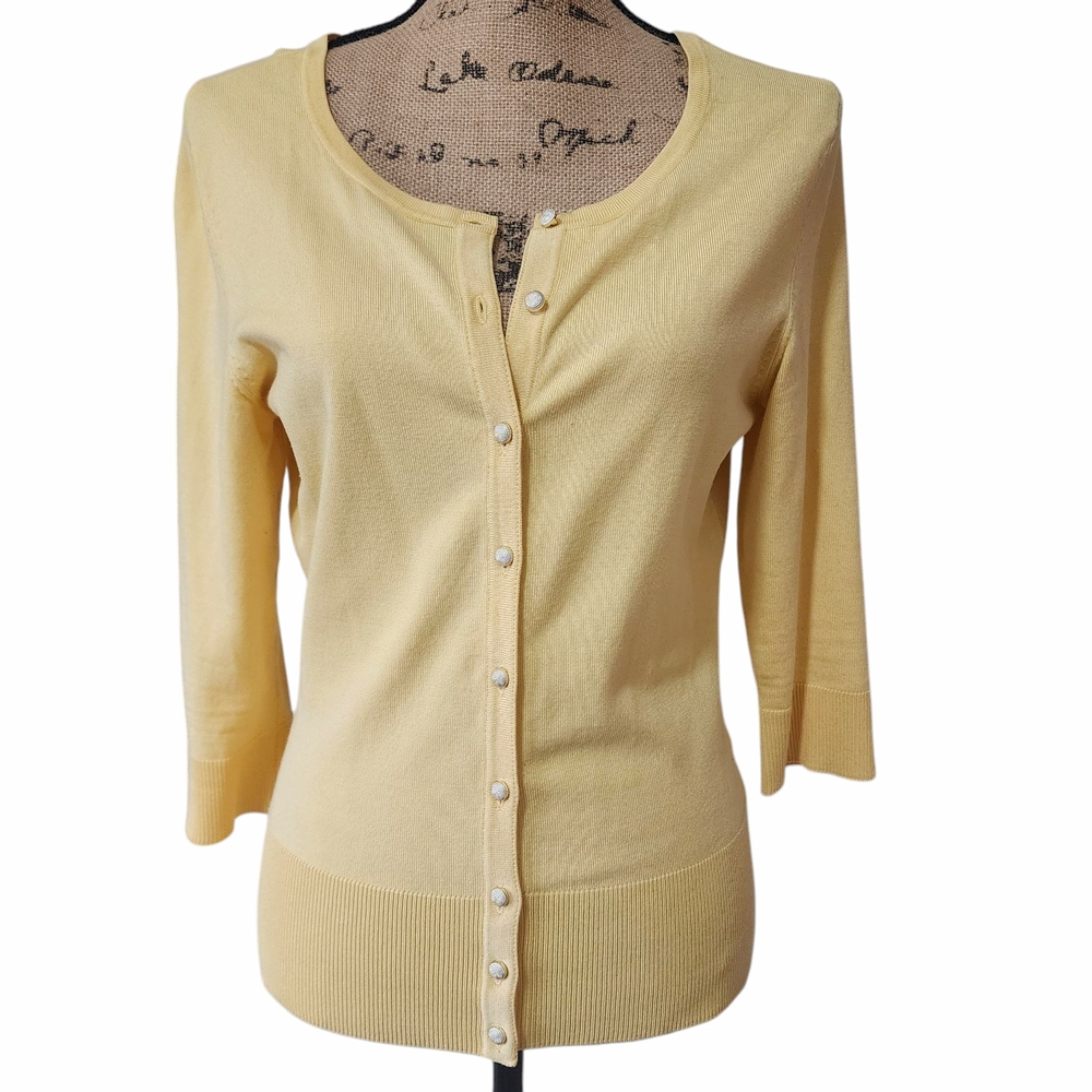 White House Black Market Yellow Cardigan Sweater